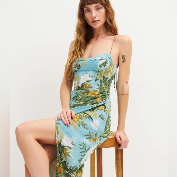 NWOT- Reformation Kourtney Midi Dress in Villa Livia - Picture 2 of 9
